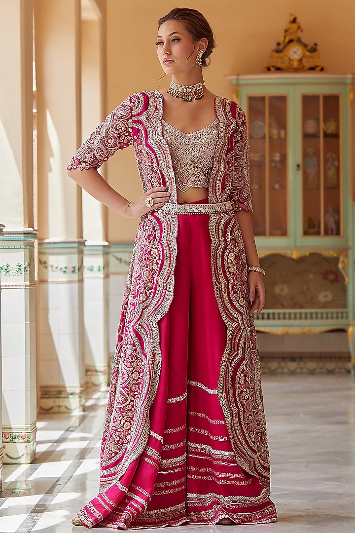 Scarlet Embroidered Jacket Set by OSAA By Adarsh
