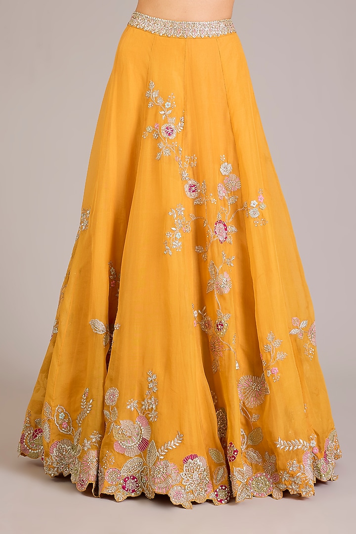 Orange Organza Zardosi Handcrafted Bridal Lehenga Set by OSAA By Adarsh at Pernia's Pop Up Shop