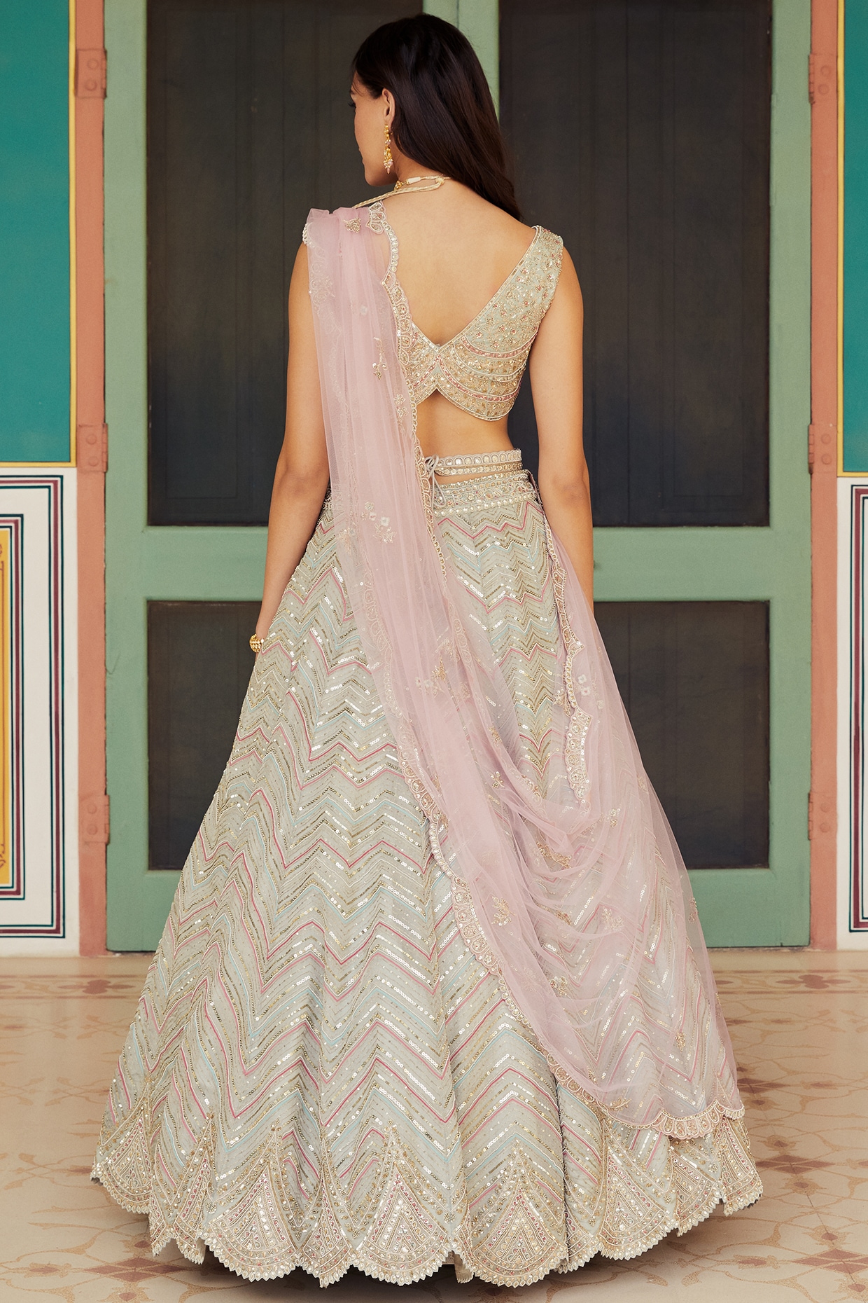 Arya Designs 34007 Kimaya Vol-2 Grey Semi Stitched Georgette Lehenga