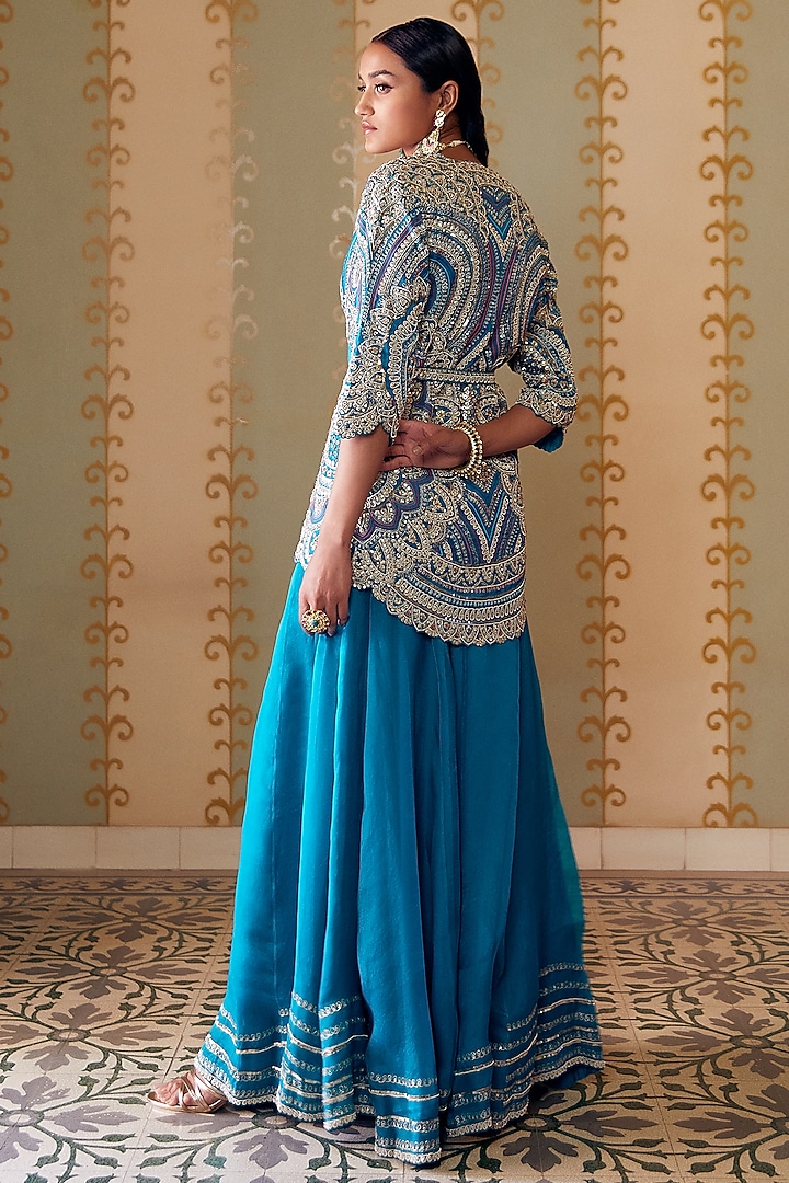 Pine Green Organza Jacket Set by Osaa By Adarsh at Pernia's Pop Up Shop