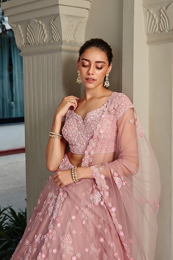 Lavender Embroidered Bridal Lehenga Set by OSAA By Adarsh at Pernia's Pop Up Shop