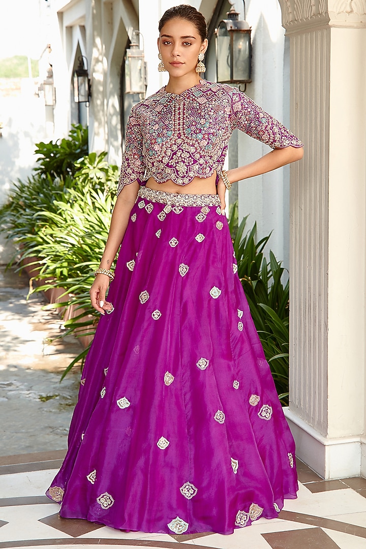 Purple Organza Skirt Set by OSAA By Adarsh at Pernia's Pop Up Shop