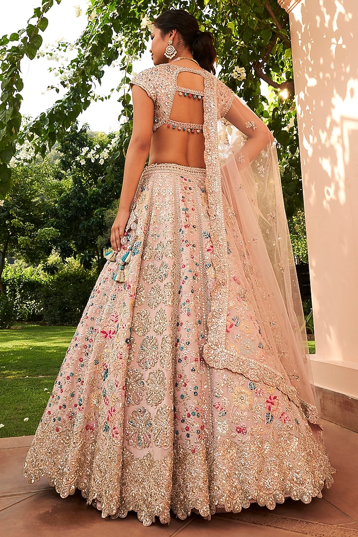 Dusty Lavender Tissue Silk Embroidered Bridal Lehenga Set by Osaa By Adarsh at Pernia's Pop Up Shop