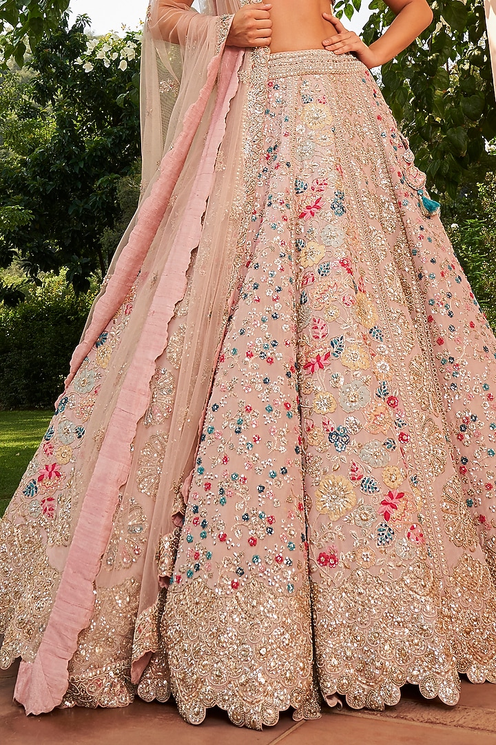 Dusty Lavender Tissue Silk Embroidered Bridal Lehenga Set by Osaa By Adarsh at Pernia's Pop Up Shop