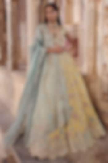 Maize Yellow Tissue Silk Zardosi Embroidered Bridal Bridal Lehenga Set by Osaa By Adarsh at Pernia's Pop Up Shop