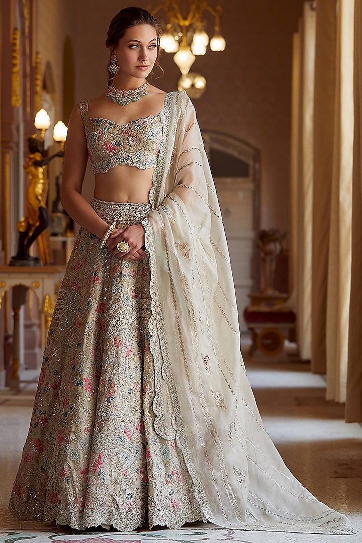 Pearl Embroidered Lehenga Set by OSAA By Adarsh