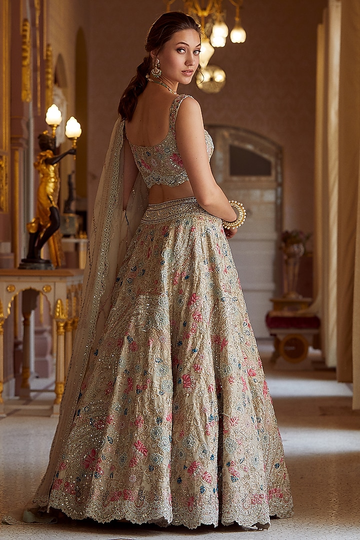 Pearl Embroidered Bridal Lehenga Set by OSAA By Adarsh at Pernia's Pop Up Shop