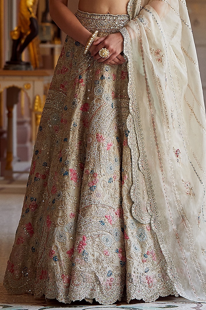 Pearl Embroidered Bridal Lehenga Set by OSAA By Adarsh at Pernia's Pop Up Shop