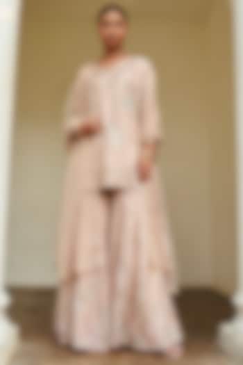 Sepia Rose Organza Zardosi Embroidered Bridal Sharara Set by Osaa By Adarsh at Pernia's Pop Up Shop