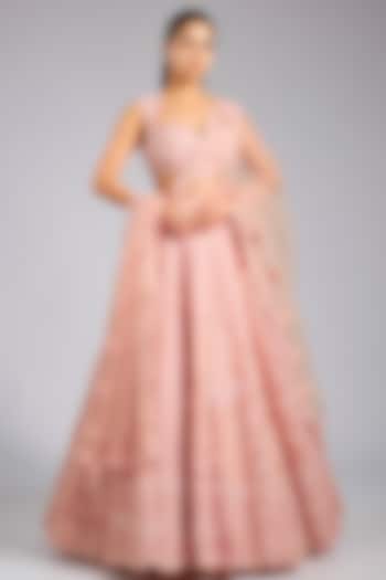 Coralie Rose Organza Bridal Lehenga Set by OSAA By Adarsh at Pernia's Pop Up Shop