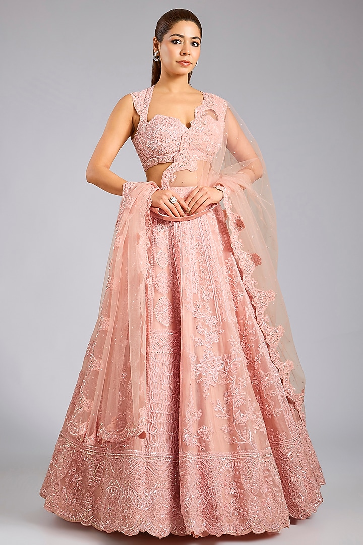 Coralie Rose Organza Bridal Lehenga Set by OSAA By Adarsh at Pernia's Pop Up Shop