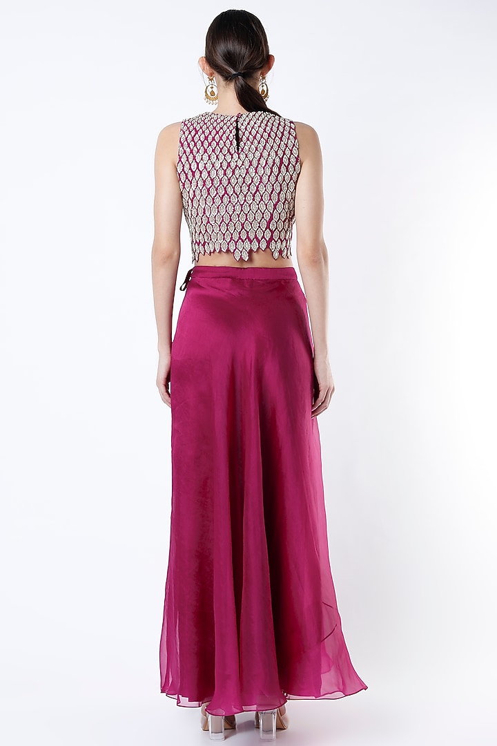 Plum Organza Skirt Set by OSAA By Adarsh at Pernia's Pop Up Shop