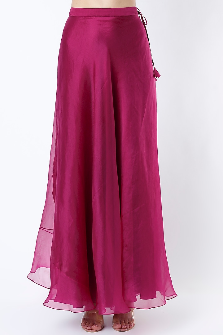 Plum Organza Skirt Set by OSAA By Adarsh at Pernia's Pop Up Shop