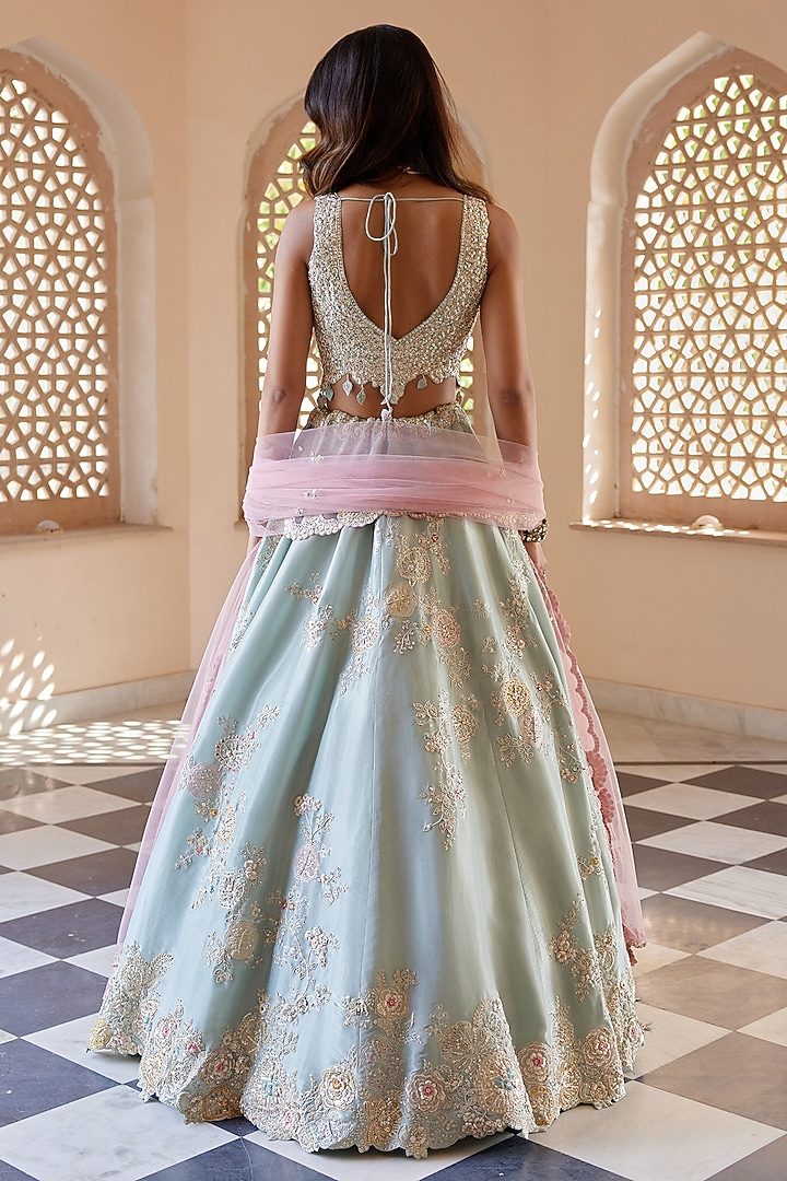 Premium Karishma Silk Lehenga Set – Thread Embroidery, Dori & Sequins Work