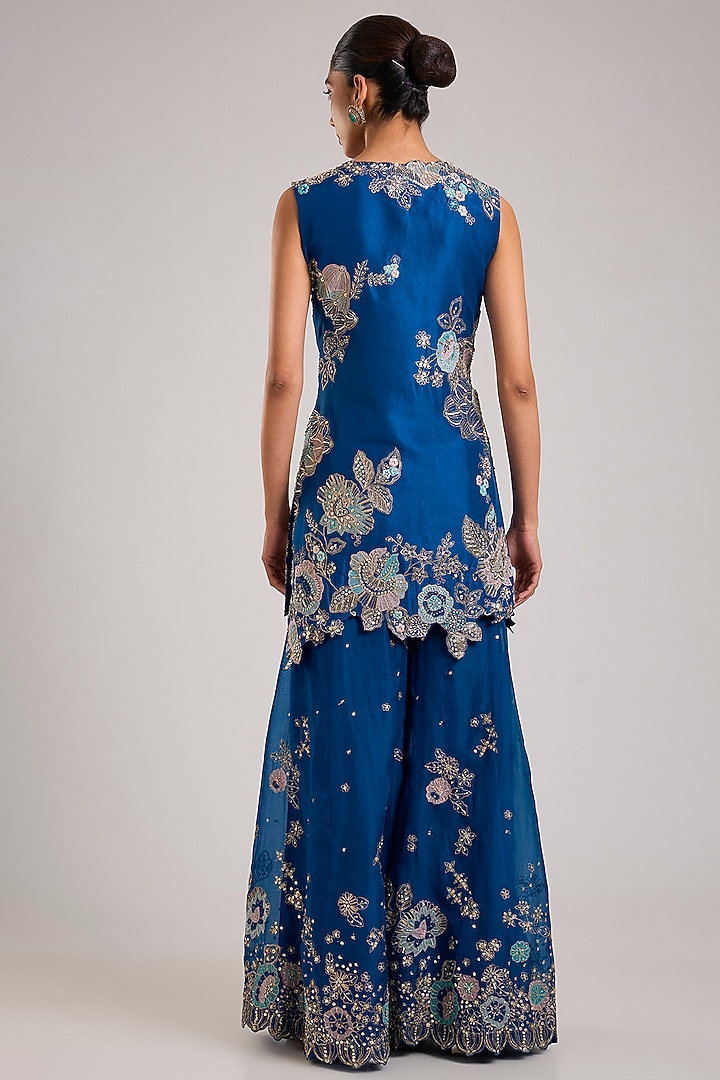 Blueberry Organza Bridal Sharara Set by Osaa By Adarsh at Pernia's Pop Up Shop