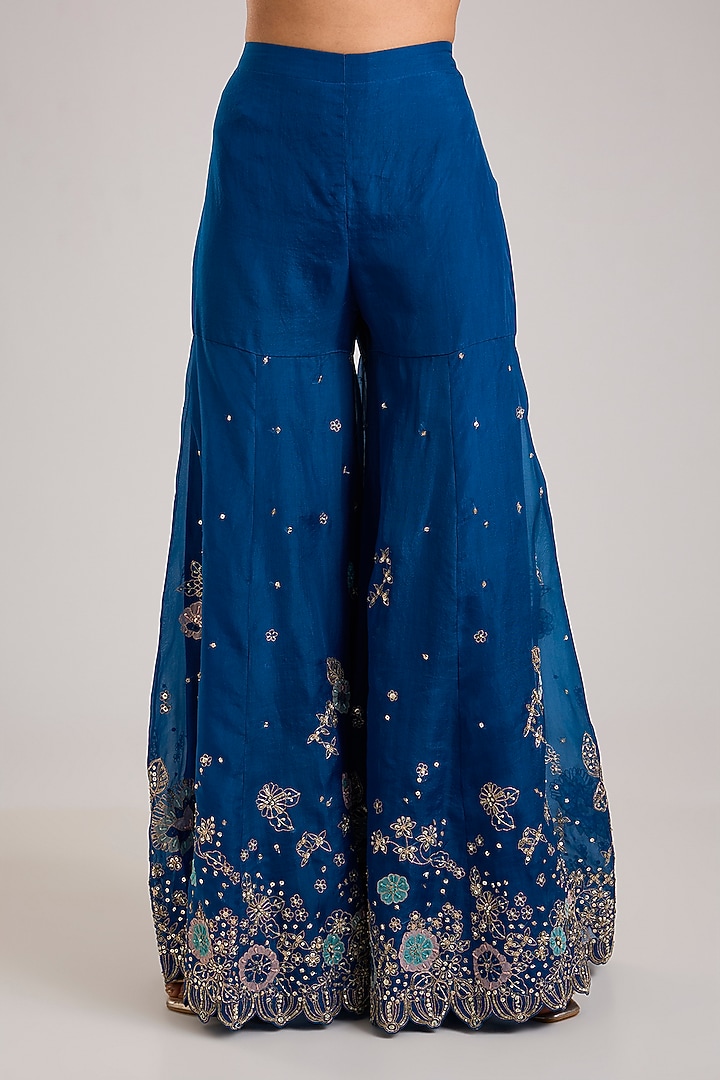 Blueberry Organza Bridal Sharara Set by Osaa By Adarsh at Pernia's Pop Up Shop