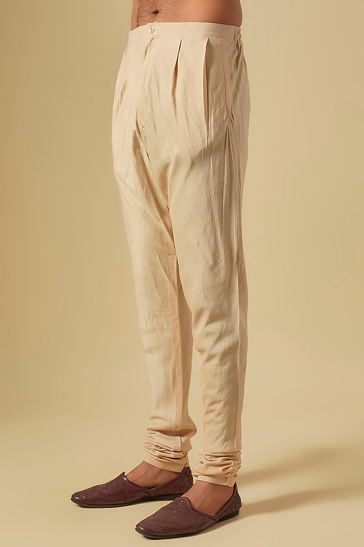 Champagne Gold Raw Silk Aari Work Sherwani Set by OSAA By Adarsh Men at Pernia's Pop Up Shop