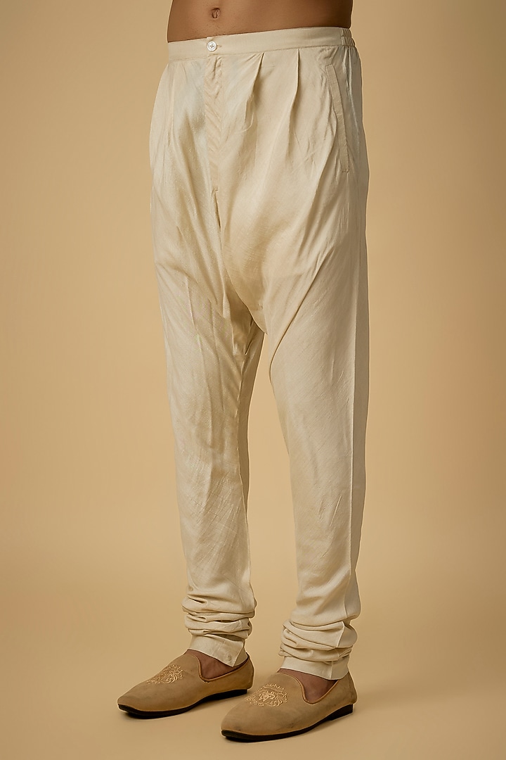 Ivory Raw Silk & Moonga Silk Groom Sherwani Set by OSAA By Adarsh Men at Pernia's Pop Up Shop