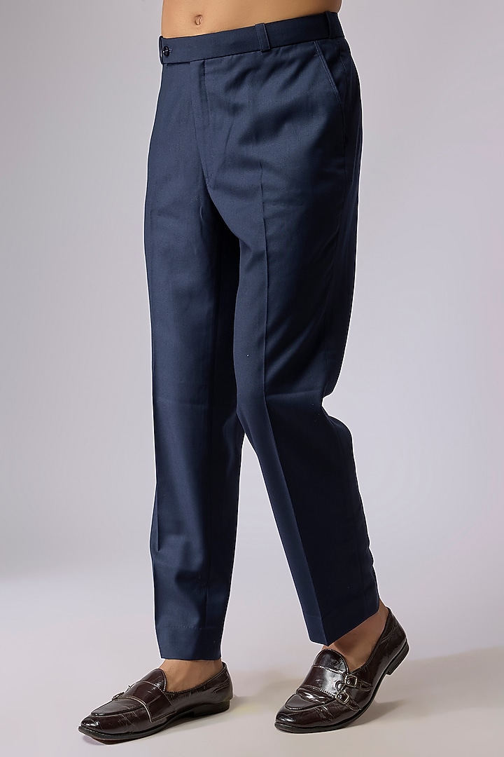Midnight Blue Suiting Embroidered Sherwani Set by OSAA By Adarsh Men at Pernia's Pop Up Shop