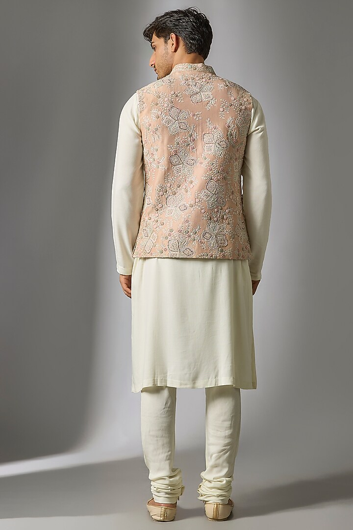 Rose-Colored Linen Nehru Jacket Set by OSAA By Adarsh Men at Pernia's Pop Up Shop