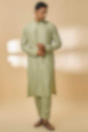 Sage Green Silk Kurta Set by OSAA By Adarsh Men at Pernia's Pop Up Shop