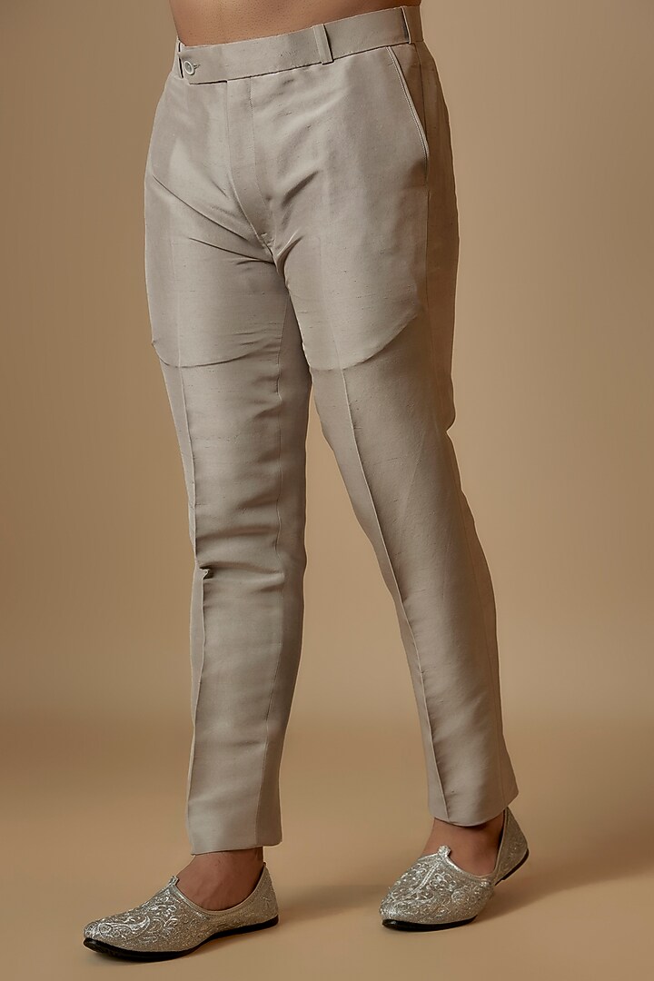 Grey Cupro Satin Dori Embroidered Indo-Western Set by OSAA By Adarsh Men at Pernia's Pop Up Shop