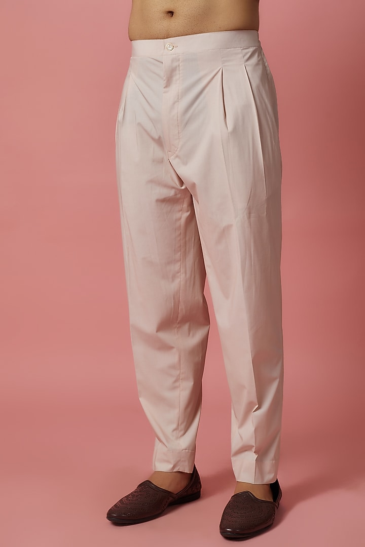 Peach & Powder Pink Mulberry Silk Zardosi Embroidered Nehru Jacket Set by OSAA By Adarsh Men at Pernia's Pop Up Shop