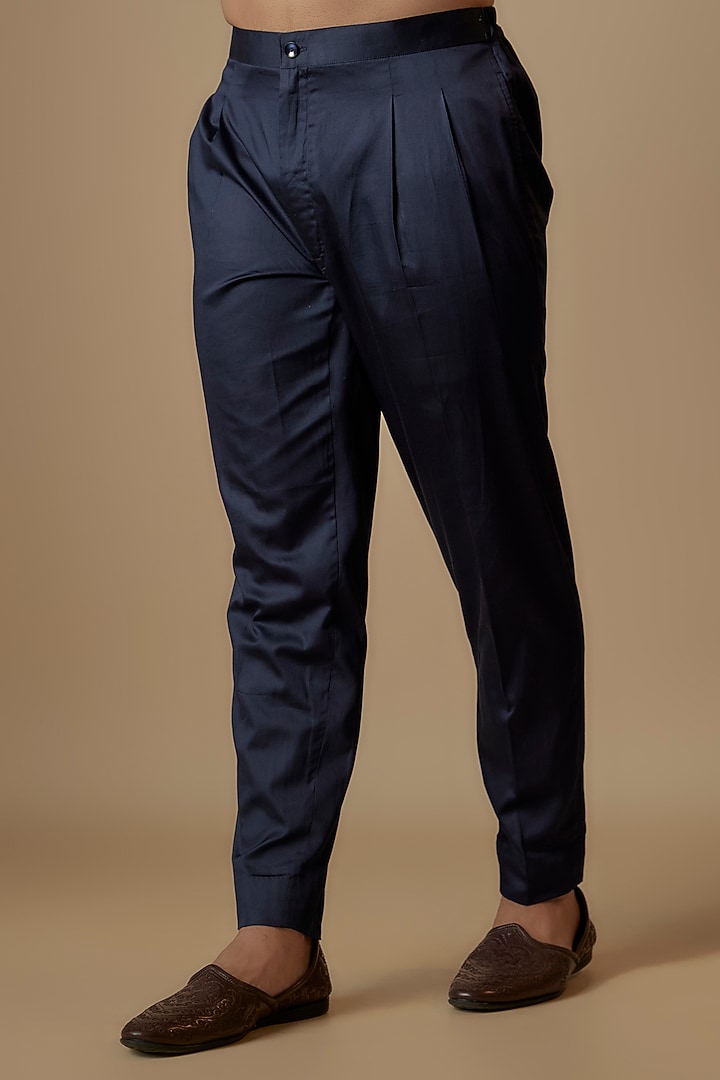 Dark Blue Suiting Zardosi Embroidered Nehru Jacket Set by OSAA By Adarsh Men at Pernia's Pop Up Shop