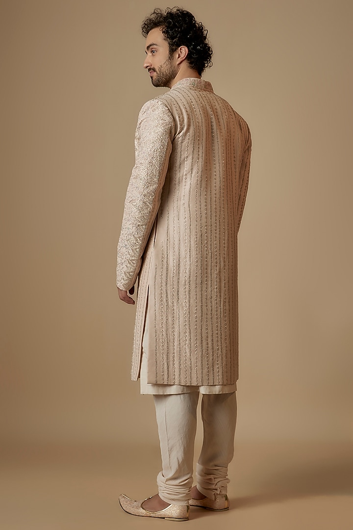 Pink Mulberry Silk Zardosi Embroidered Indo-Western Set by OSAA By Adarsh Men at Pernia's Pop Up Shop