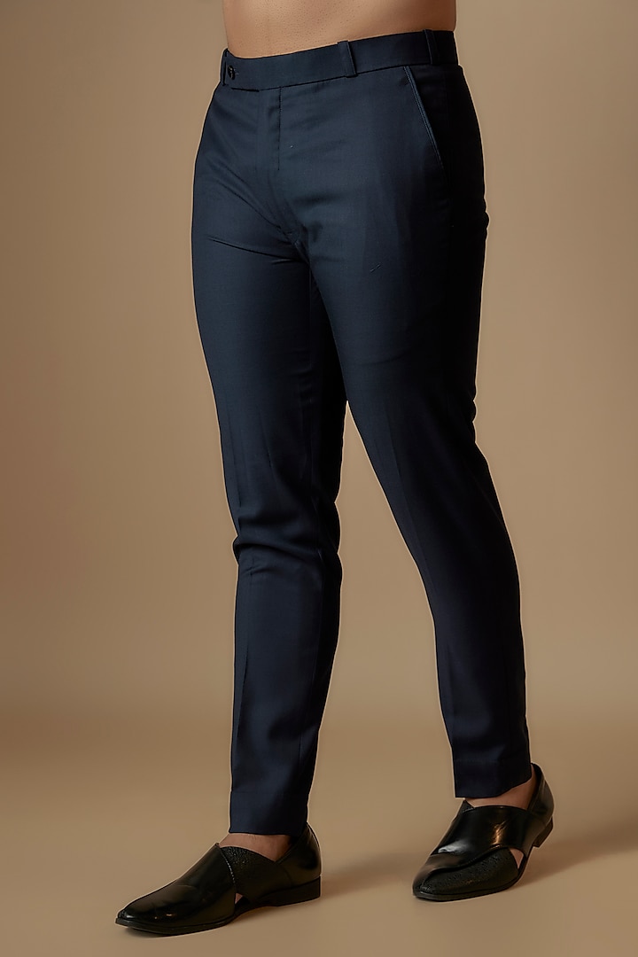 Blue Suiting French-Knot Embroidered Indo-Western Set by OSAA By Adarsh Men at Pernia's Pop Up Shop