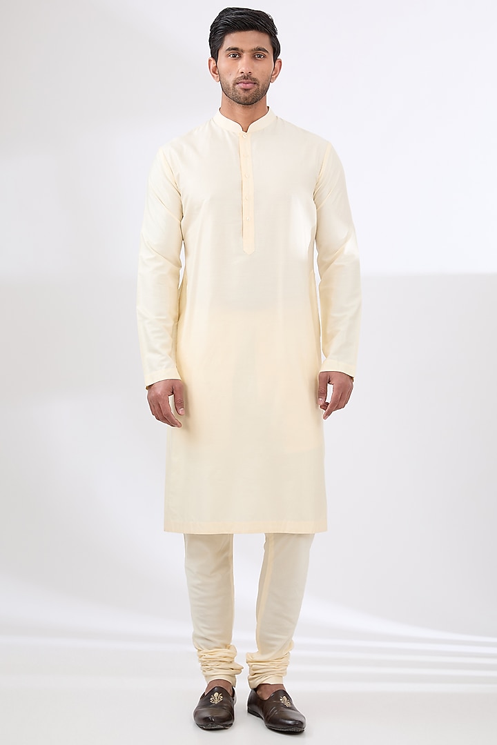 Powder Peach Mulberry Silk Zardosi Embroidered Groom Sherwani Set by OSAA By Adarsh Men at Pernia's Pop Up Shop