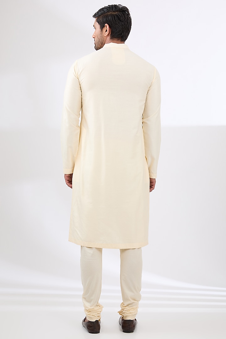 Powder Peach Mulberry Silk Zardosi Embroidered Groom Sherwani Set by OSAA By Adarsh Men at Pernia's Pop Up Shop