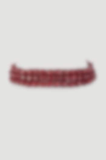 Gold Finish Red Onyx Choker Necklace In Sterling Silver by OSVAG INDIA at Pernia's Pop Up Shop