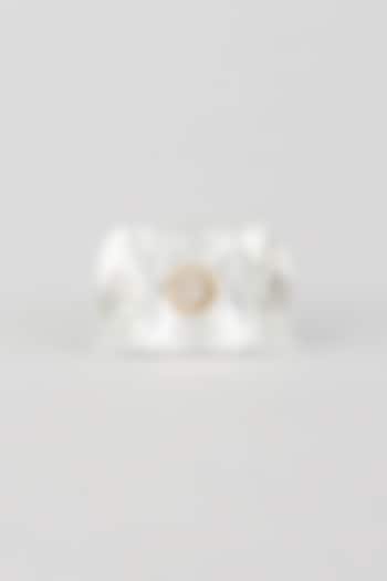 Gold Finish Crystal Ring In Sterling Silver by OSVAG INDIA at Pernia's Pop Up Shop