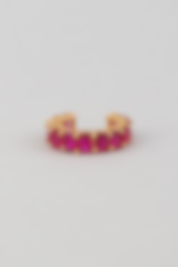 Gold Finish Crystal Ring In Sterling Silver by OSVAG INDIA at Pernia's Pop Up Shop