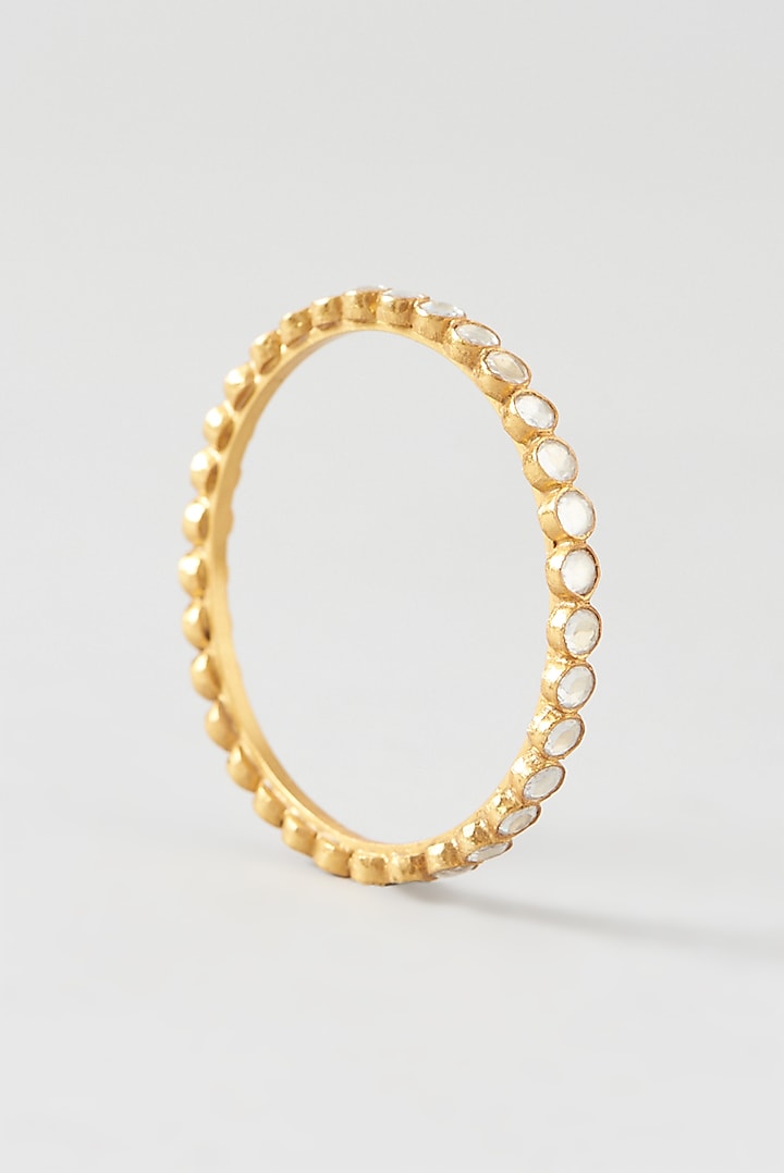 Gold Plated Kundan Polki Bangles (Set Of 2) In Sterling Silver by OSVAG INDIA at Pernia's Pop Up Shop