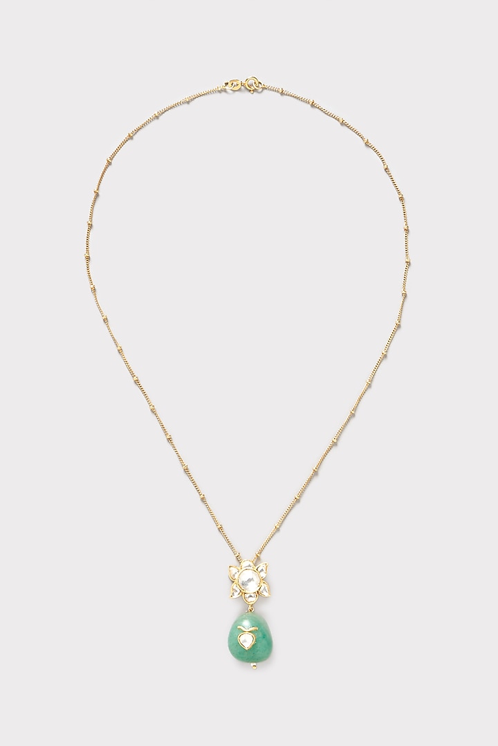 Gold Plated Kundan Polki Handcrafted Necklace In Sterling Silver by OSVAG INDIA at Pernia's Pop Up Shop
