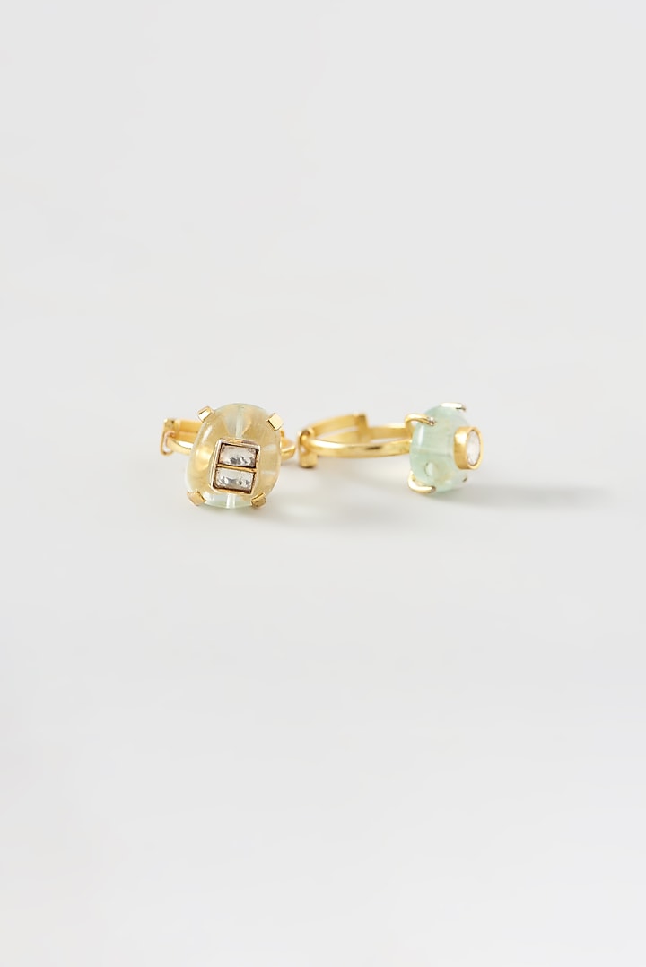 Gold Plated Kundan Polki Handcrafted Ring In Sterling Silver by OSVAG INDIA at Pernia's Pop Up Shop
