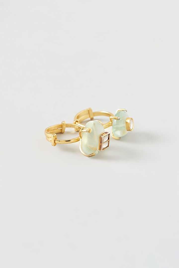 Gold Plated Kundan Polki Handcrafted Ring In Sterling Silver by OSVAG INDIA at Pernia's Pop Up Shop