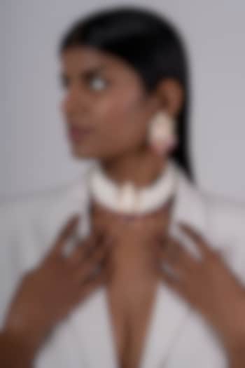 Gold Plated Kundan Polki Choker Necklace In Sterling Silver by OSVAG INDIA at Pernia's Pop Up Shop