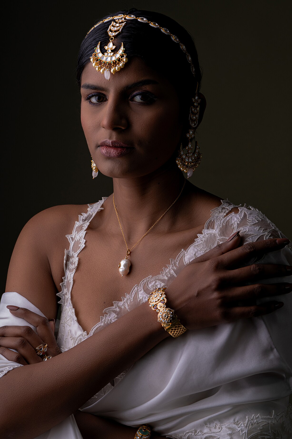 Gold Plated Baroque Pearl Pendant Necklace In Sterling Silver by