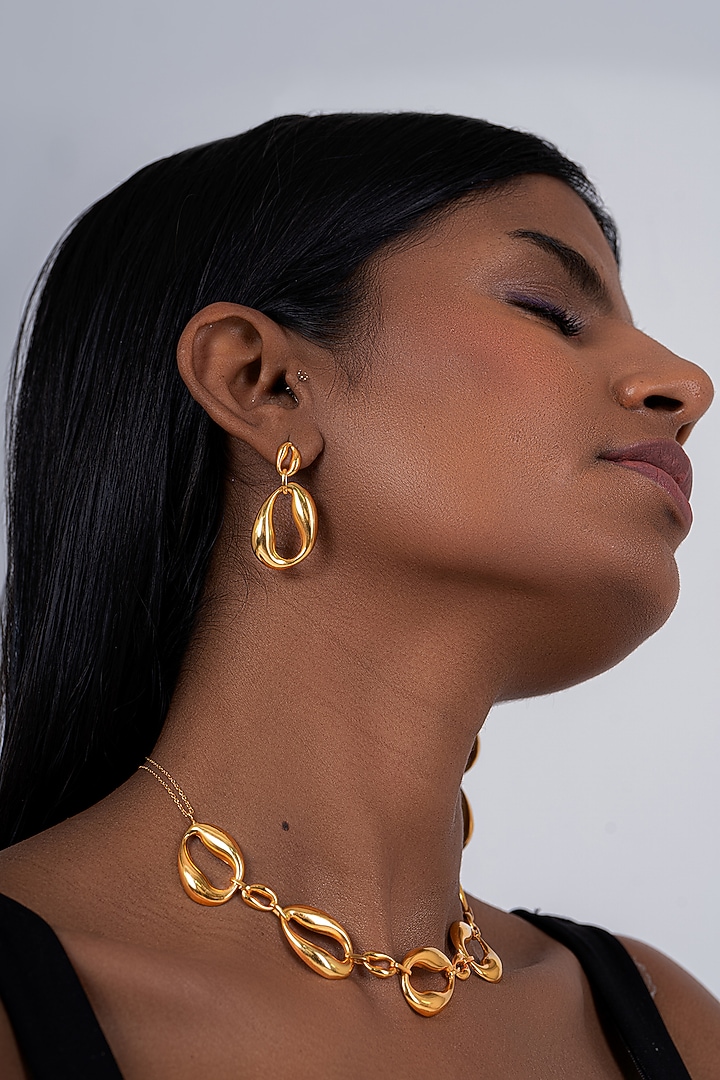 Gold Plated Dangler Earrings In Sterling Silver by OSVAG INDIA at Pernia's Pop Up Shop