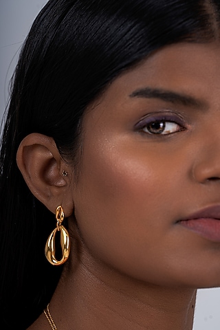 Gold Plated Dangler Earrings In Sterling Silver by OSVAG INDIA