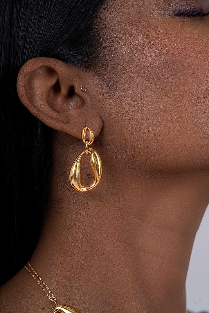 Gold Plated Dangler Earrings In Sterling Silver by OSVAG INDIA at Pernia's Pop Up Shop