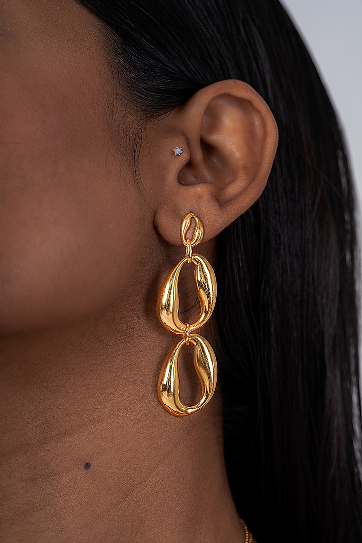Gold Plated Dangler Earrings In Sterling Silver by OSVAG INDIA at Pernia's Pop Up Shop