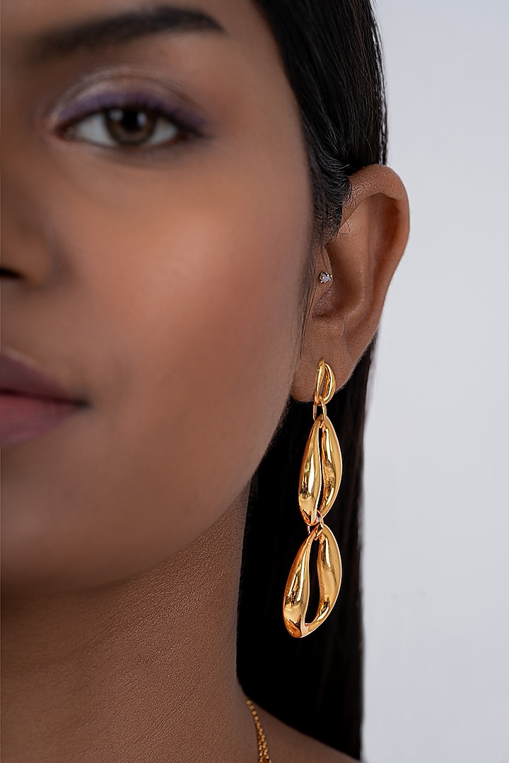 Gold Plated Dangler Earrings In Sterling Silver by OSVAG INDIA