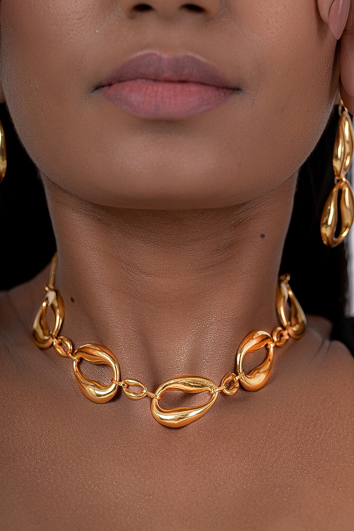 Gold Plated Necklace In Sterling Silver by OSVAG INDIA at Pernia's Pop Up Shop