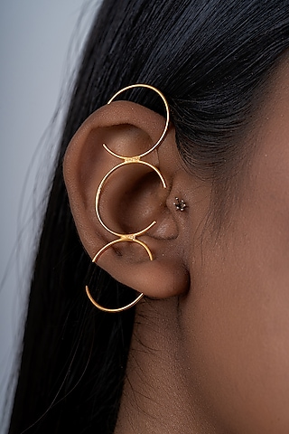 Gold Plated Dangler Earrings In Sterling Silver by OSVAG INDIA