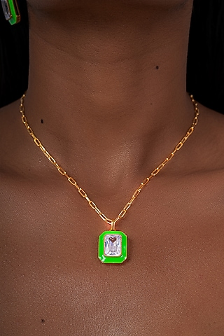Gold Plated Pendant Necklace In Sterling Silver by OSVAG INDIA
