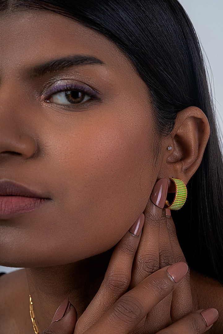 Gold Plated Hoop Earrings In Sterling Silver by OSVAG INDIA at Pernia's Pop Up Shop